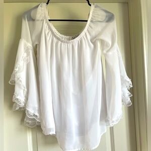 Boutique white lace off the shoulder blouse. Size S